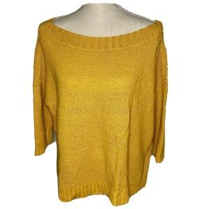 Eileen Fisher Mustard Yellow Boat Neck Off the Shoulder Sweater S
